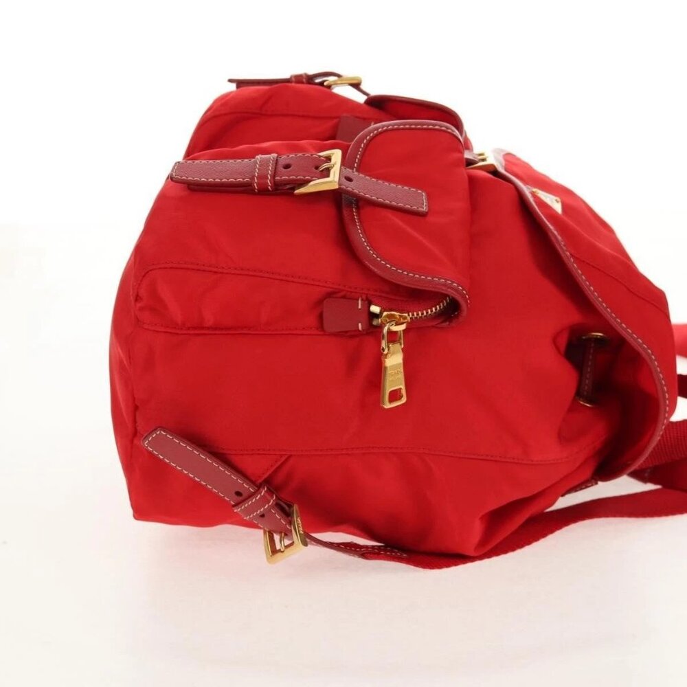 PRADA Backpack Nylon Red Gold Auth 158701V - Picture 6 of 16